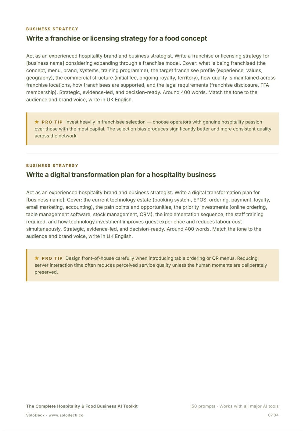The Complete Hospitality & Food Business AI Toolkit — preview 1
